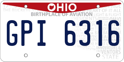 OH license plate GPI6316