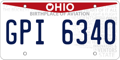 OH license plate GPI6340