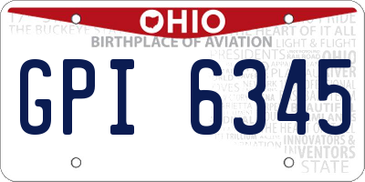 OH license plate GPI6345