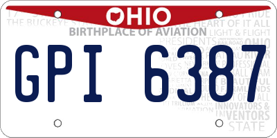 OH license plate GPI6387