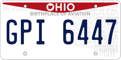 OH license plate GPI6447