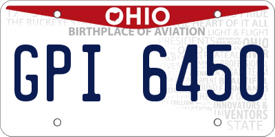 OH license plate GPI6450