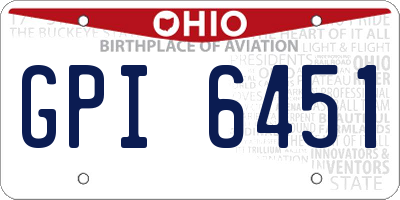 OH license plate GPI6451