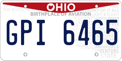 OH license plate GPI6465