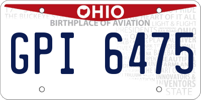 OH license plate GPI6475