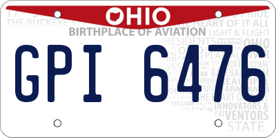 OH license plate GPI6476