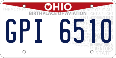 OH license plate GPI6510