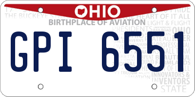 OH license plate GPI6551