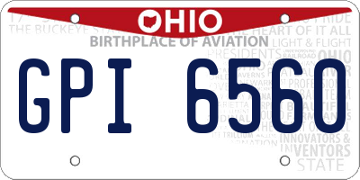 OH license plate GPI6560