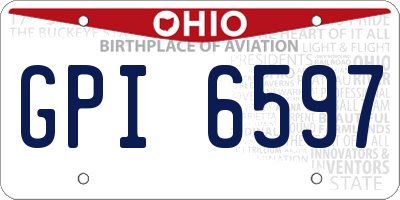 OH license plate GPI6597