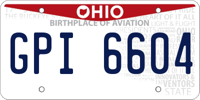 OH license plate GPI6604