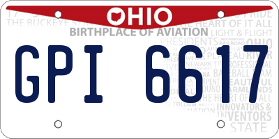OH license plate GPI6617