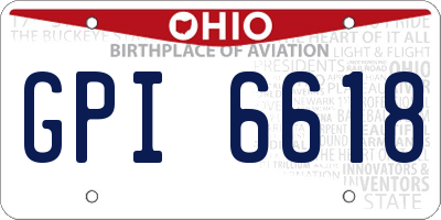OH license plate GPI6618