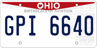 OH license plate GPI6640