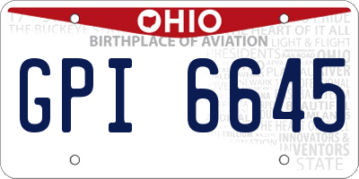 OH license plate GPI6645