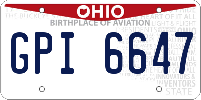 OH license plate GPI6647