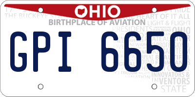 OH license plate GPI6650