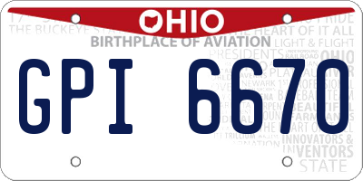 OH license plate GPI6670