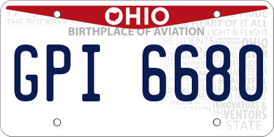 OH license plate GPI6680