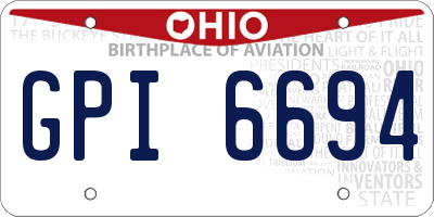 OH license plate GPI6694