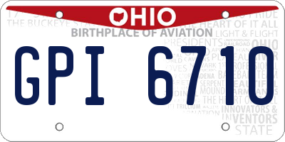 OH license plate GPI6710