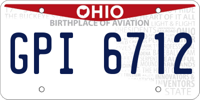 OH license plate GPI6712