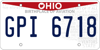 OH license plate GPI6718