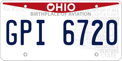 OH license plate GPI6720