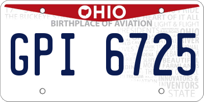 OH license plate GPI6725