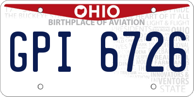 OH license plate GPI6726