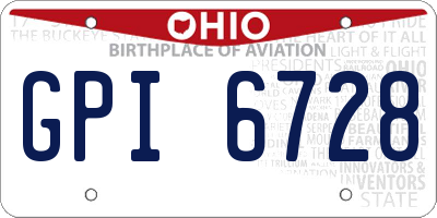 OH license plate GPI6728