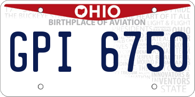 OH license plate GPI6750