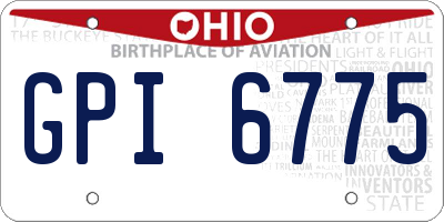 OH license plate GPI6775
