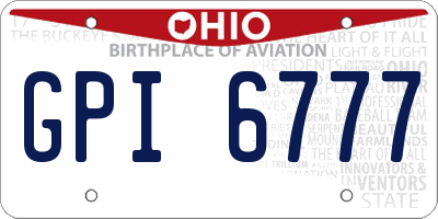 OH license plate GPI6777