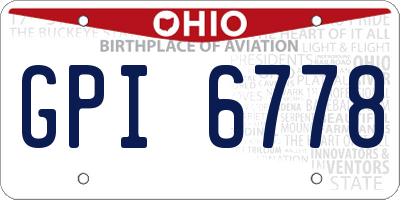 OH license plate GPI6778