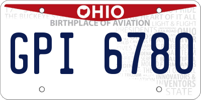 OH license plate GPI6780
