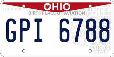 OH license plate GPI6788