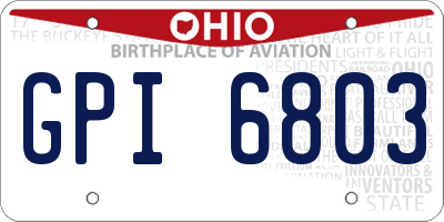 OH license plate GPI6803