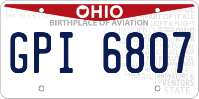OH license plate GPI6807