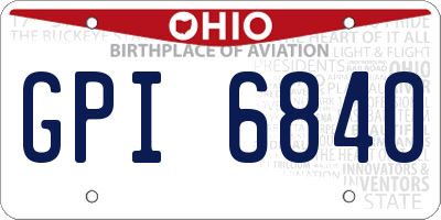 OH license plate GPI6840