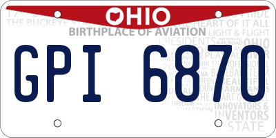 OH license plate GPI6870