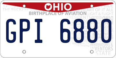 OH license plate GPI6880