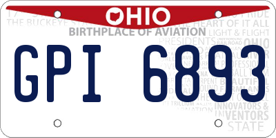 OH license plate GPI6893