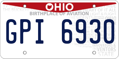 OH license plate GPI6930