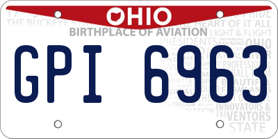 OH license plate GPI6963