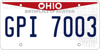OH license plate GPI7003