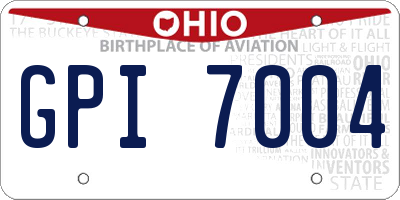 OH license plate GPI7004