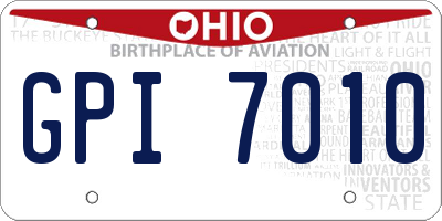 OH license plate GPI7010