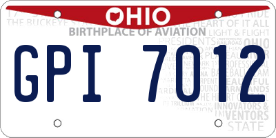 OH license plate GPI7012