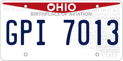 OH license plate GPI7013